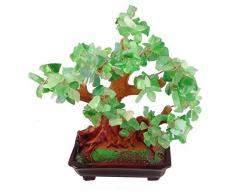 GMMH Feng Shui Arbre Ã Monnaie 25 cm-crassula Jade Artificielle Bonsai pfennigbaum Pierre Main Vert