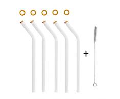 KOCH Paille en verre, courbée, whisky, avec pinceau, Lot de 5