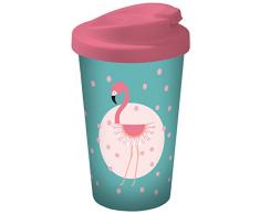 infinite by GEDA LABELS 15932Â Flamingo Coffee to go Gobelet en Plastique, Turquoise/Rose, 9Â x 9Â x 17Â cm