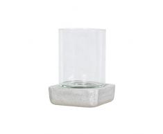 HOMEA 5BGD084AT Photophore Carre Base Ficonstone, Fibre, Blanc, 17 x 17 x 21 cm