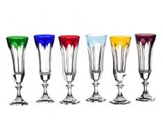 Cristal de Sévres - Set 6 Verres Champagne Couleurs Chenonceaux Couleurs