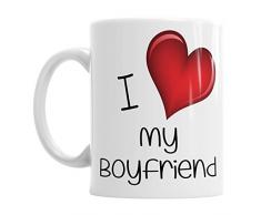 Gift Original Mug avec Inscription I Love My Boyfriend Coffee Tea Hot Chocolate Cadeau danniversaire de Bureau Saint-Valentin