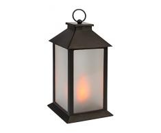 Idena Lanterne Effet Flamme avec 96Â lampes LED et fonction Timer, plastique, noir, 14Â x 14Â x 28Â cm
