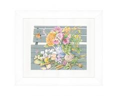 Kit au point compté Fleurs sur le banc