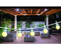 Velamp PS067 Guirlande 15 mètres avec 20 G50 Blanc Chaud 3000K. Ãclairage de Jardin. Chaine Lumineuse. 60 cm Entre Chaque Ampoule. Suspendable, prolongeable. Intérieur ou extérieur (IP44). Câble metri