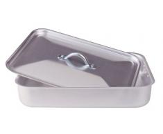 Pentole Agnelli Plat Ã rÃ´tir rectangulaire avec Couvercle, Aluminium 32Â cm Aluminium