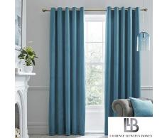 Laurence Llewelyn-Bowen Montrose Paire de Rideaux à Åillets en Velours, Bleu Canard, 66 Width x 72 Drop (168 x 183cm)