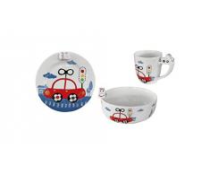 E-My Kiddy Set Vaisselle, Porcelaine, Multicolore