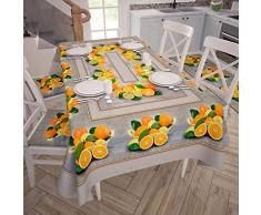 PETTI Artigiani Italiani Nappe Anti-Taches pour Table de Cuisine 140x450 cm Arance