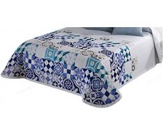 Textilia Encart Bryan Couvre-lit Boutis, Tissu, Bleu, 270Â x 180Â x 3Â cm