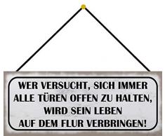 Schatzmix Plaque Murale en métal pour Porte Motif Sign et Corde Multicolore 27 x 10 cm