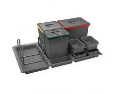 ELLETIPI Metropolis ptc28Â 09050Â 3Â F C10Â PPV Poubelle de tri sÃ©lectif de tiroir, Gris, 81Â x 46Â x 28Â cm