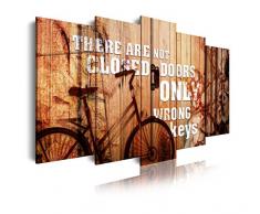 Dekoarte 199 - Tableau moderne sur toile montÃ© sur cadre en bois 5 piÃ¨ces, design de vÃ©lo vintage, 150x80cm