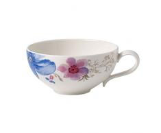 Villeroy & Boch Mariefleur Gris Basic Tasse à thé, 240 ml, Hauteur : 5 cm, Porcelaine Premium, Blanc/Multicolore