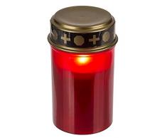 ootb 100819 Bougie de funéraire avec LED, Plastique, Rouge, Aprox. 12,5 x 7 cm