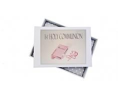 Blanc Coton Cartes premiÃ¨re Communion Mini Album Photo, Rose Bible et Croix, Com-b1t, Tableau, Blanc, 12.5Â x 17.5Â x 2.5Â cm