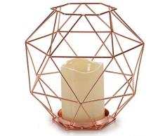 AR Porte-Bougie en métal avec Bougie LED 20 x 20 cm, cuivre métallisé