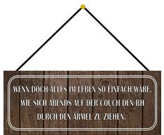 Schatzmix Leben So Einfach Couch Plaque Murale en métal avec Cordon Multicolore 27 x 10 cm