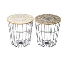 Casaselección CASASELECTION Table Panier, Bois, Structure Gris, 40 x 40 x 42,50 cm