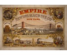 Le Poster Collective Vintage Machines à Coudre Empire New York Poster Format A2 42 cm x 59.4 cm Impression de qualité, Bois, Multicolore, 59.4 x 42 x 59.4 cm