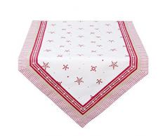 Clayre & Eef BOW65 Chemin de Table 100% Coton Motif Maison de Campagne Rouge/Blanc 50 x 160 cm