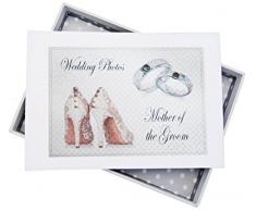 White Cotton Cards Jour aprÃ¨s Jour, Mother of The Groom Mini Album Photo, Chaussures et bagues de Mariage Tableau, Design, Blanc, 12.5Â x 17.5Â x 2.5Â cm