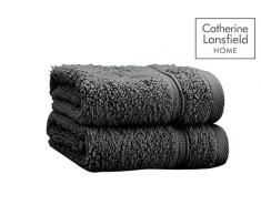 Catherine Lansfield Paire de Gants de Toilette en Coton Gris Anthracite 30 x 30 cm