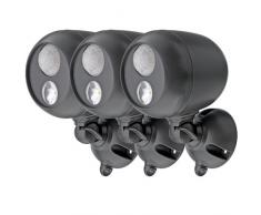 Mr Beams Spot LED sans Fil MB363 avec Capteur Mouvement et Photocell (Lot de 3), Plastique, Marron, 3-er Pack