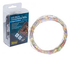 Guirlande lumineuse à 100 LED multicolores et 12 fonctions de lumière, clignote rythmique à la musique, avec 6 heures de minuterie, télécommande, piles, intensité variable, env. 10, 20 m
