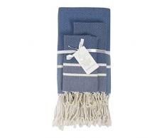 Moorish Idol - Ensemble de Serviettes Salle de Bain- 100cm x 200cm- Bleu Grec/Blanc