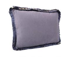 Coussin en Velours Gris avec Ruban de Rose Ragged - 35 x 50 cm