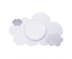 Elobra Lampe enfants Wolke Star Effet Light LED Plafonnier pour enfants, couleur réglable, Bois, blanc et argenté, 75 x 50 x 8 cm