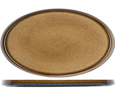 Cosy & Trendy Quintana 5950036 Assiette Plate Ovale en Porcelaine Quintana-Ambre-35,5x23,5 Cm