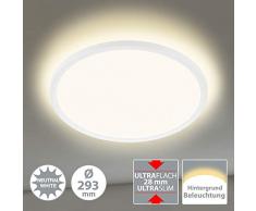 Briloner Leuchten 7155-416 Plafonnier LED rond avec effet rétro-éclairé 18 W 2400 lm 4000 K Blanc à 29,3 cm