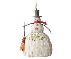 Enesco 4058775 Suspension Bonhomme de Neige Balai, Plastique, Multicolore, 7,6 x 4,8 x 10,8 cm