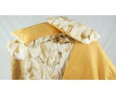 bokke Couverture en Fourrure de Patchwork avec 2 Coussins en Fourrure Naturelle Beige Naturel 90 x 150 cm 30 x 50 cm