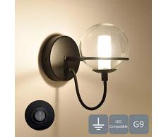 HARPER LIVING 1 Applique murale haut/bas (ampoule non incluse), abat-jour en verre, 17 cm x 15 cm x 10 cm, idéal pour salon, chambre, couloir