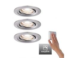 Paulmann 92973 LED Nova Mini Plus Coin EasyDim Rond orientable INCL. 3x4,2 Watts gradable Spot Plafond Acier brossé Lampe encastrée Aluminium Blanc Chaud 2700 K, 12.6 W