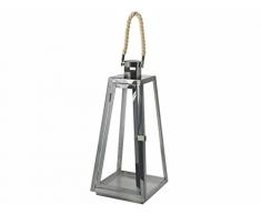 H&H Pengo 8406840 Titane Lanterne avec Manche Coton, 17 x 17 x H40 Inoxydable, métal, Gris, 19 x 19 x 42 cm