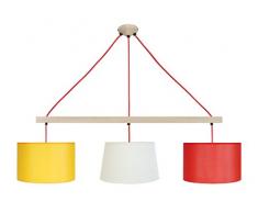 Tosel 20997 Lustre Barre 3 LumiÃ¨re, Bois, E27, 40 W, Multicolore, 80 x 80 cm