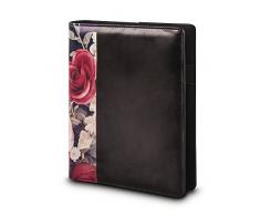 Rayher Hobby Agenda A5, créatif Agenda avec Rail de Bague 3 Anneaux et registre, année Calendrier, Similicuir, Schwarz mit Blumenmuster, 24 x 20 x 4,2 cm