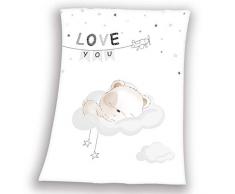 Herding Couverture pour Bébés, Petit Ours Endormi, 75 x 100 cm, Polyester Tout Doux, Blanc
