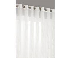 Rideaudiscount Rideau Voilage Grand Largeur Bayaderes Larges 14 Oeillets 280x240 cm Blanc ...