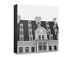 COGNOSCO HG-L112 Tableau Mural en Bois avec Photo darchitecture Leipzig Noir/Blanc 15 x 15 cm