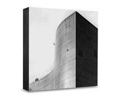 COGNOSCO HG-D111 Tableau Mural en Bois avec Photo darchitecture Düsseldorf K20 (II), Bois, Noir et Blanc, 15 x 15 cm