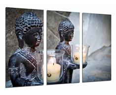 Tableau Moderne Photographique, Impression sur bois, Figures Zen, dÃ©tente, dÃ©tente, bougies, 97 x 62 cm, ref. 26613