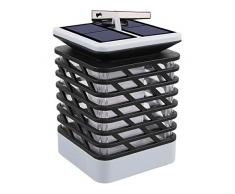 Lanterne solaire effet flamme Ã poser ou Ã suspendre avec pince LED blanc chaud BRAISY H18cm