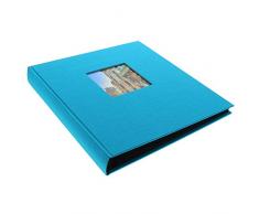Goldbuch Album Photo avec Découpe, Bella Vista, 30 X 31 Cm, 60 Pages Noires avec Intercalaires En Verre, Lin, Turquoise, 27973