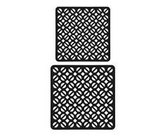 Wunschleder-Home 04A00718-00-Lot de 2 dessous de plat en cuir véritable Noir 17 + 20 cm