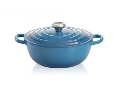 Le Creuset, Marmite Signature en Fonte ÃmaillÃ©e avec Couvercle, Ã 26 cm, Ronde, Compatible avec Toutes Sources de Chaleur (Induction Incluse), CapacitÃ© : 4 L, 4.255 kg, Bleu Marseille